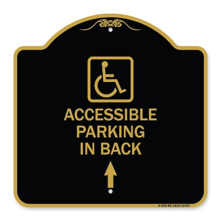 Signmission W/ NY Approved Isa Accessible Parking on Up Arrow W/ Graphic Alum Sign, 18" x 18", BG-1818-22697 A-DES-BG-1818-22697